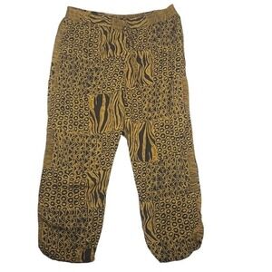 Revue Womens Rayon Patchwork Tribal Print Jogger Pants Mustard Black Size M‎